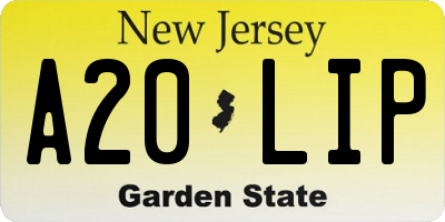 NJ license plate A20LIP