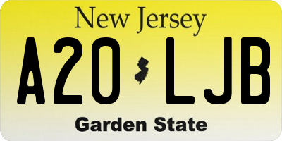 NJ license plate A20LJB