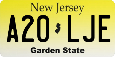 NJ license plate A20LJE