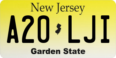 NJ license plate A20LJI
