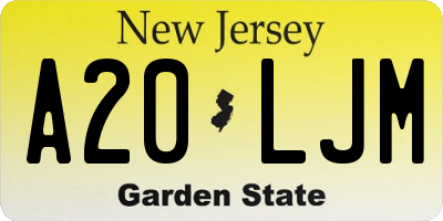 NJ license plate A20LJM