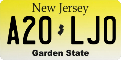 NJ license plate A20LJO