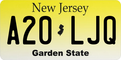 NJ license plate A20LJQ