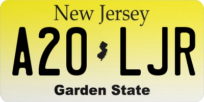 NJ license plate A20LJR