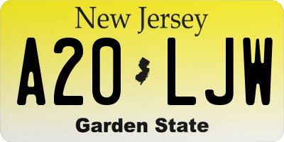 NJ license plate A20LJW