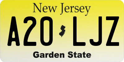 NJ license plate A20LJZ