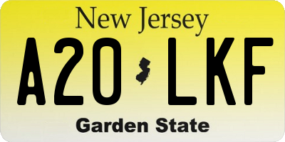 NJ license plate A20LKF