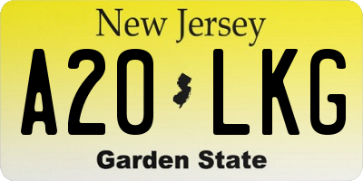 NJ license plate A20LKG