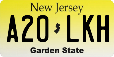 NJ license plate A20LKH