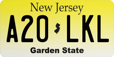 NJ license plate A20LKL