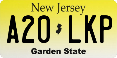 NJ license plate A20LKP