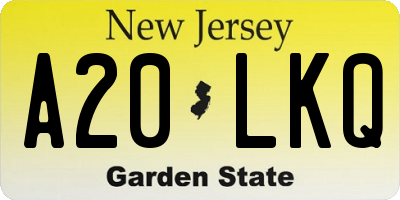 NJ license plate A20LKQ