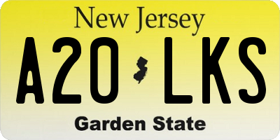 NJ license plate A20LKS