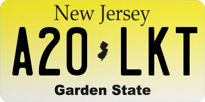 NJ license plate A20LKT