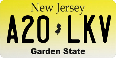 NJ license plate A20LKV