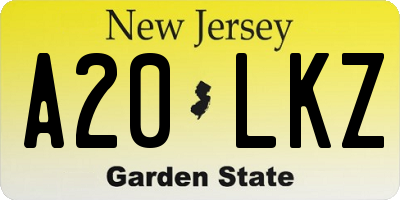 NJ license plate A20LKZ