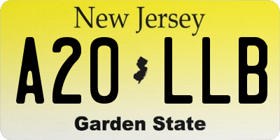 NJ license plate A20LLB