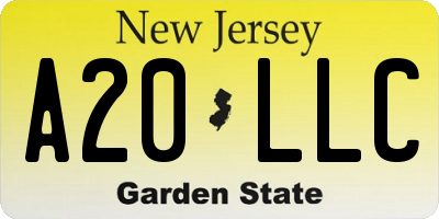 NJ license plate A20LLC