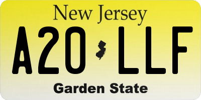 NJ license plate A20LLF
