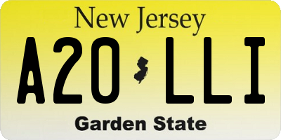 NJ license plate A20LLI