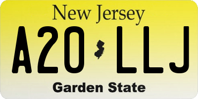 NJ license plate A20LLJ