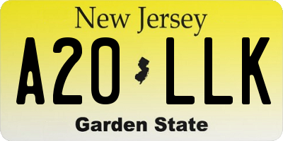 NJ license plate A20LLK