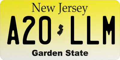 NJ license plate A20LLM