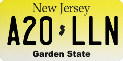 NJ license plate A20LLN