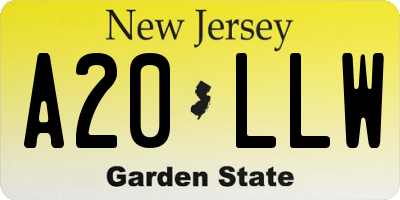 NJ license plate A20LLW