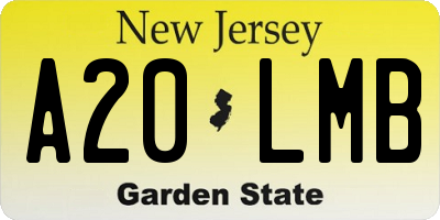NJ license plate A20LMB