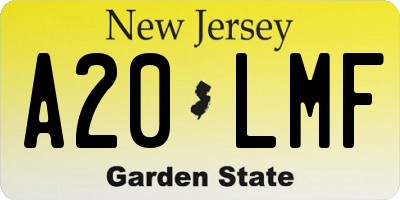 NJ license plate A20LMF