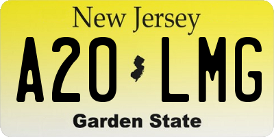 NJ license plate A20LMG
