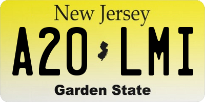 NJ license plate A20LMI