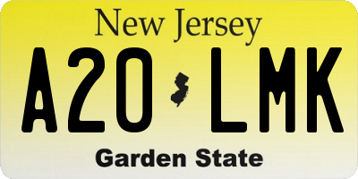 NJ license plate A20LMK