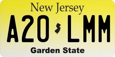 NJ license plate A20LMM