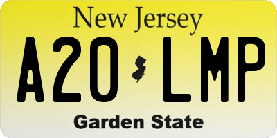 NJ license plate A20LMP