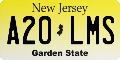 NJ license plate A20LMS