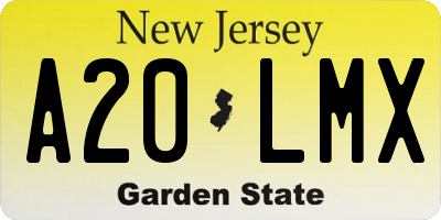 NJ license plate A20LMX