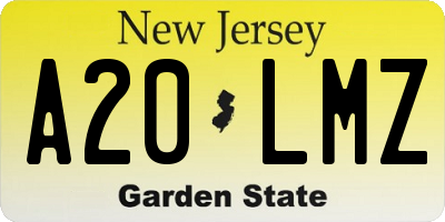NJ license plate A20LMZ