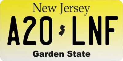 NJ license plate A20LNF