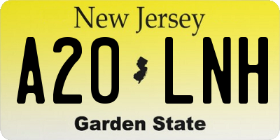 NJ license plate A20LNH
