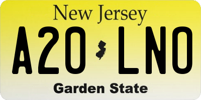 NJ license plate A20LNO