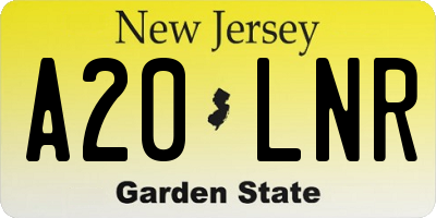 NJ license plate A20LNR