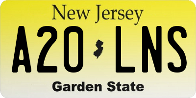 NJ license plate A20LNS