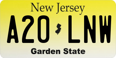 NJ license plate A20LNW