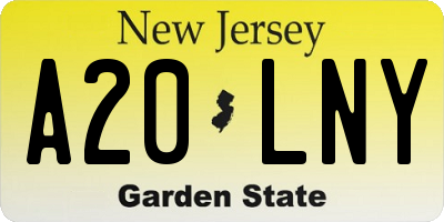 NJ license plate A20LNY