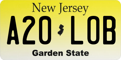 NJ license plate A20LOB