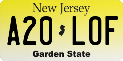 NJ license plate A20LOF