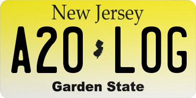 NJ license plate A20LOG