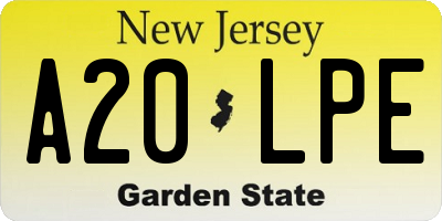 NJ license plate A20LPE